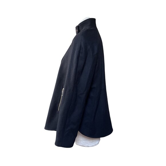 Ted Baker Black Retro 50s Swing Coat Small Wool Blend Prata Cape Jacket - Picture 2 of 14